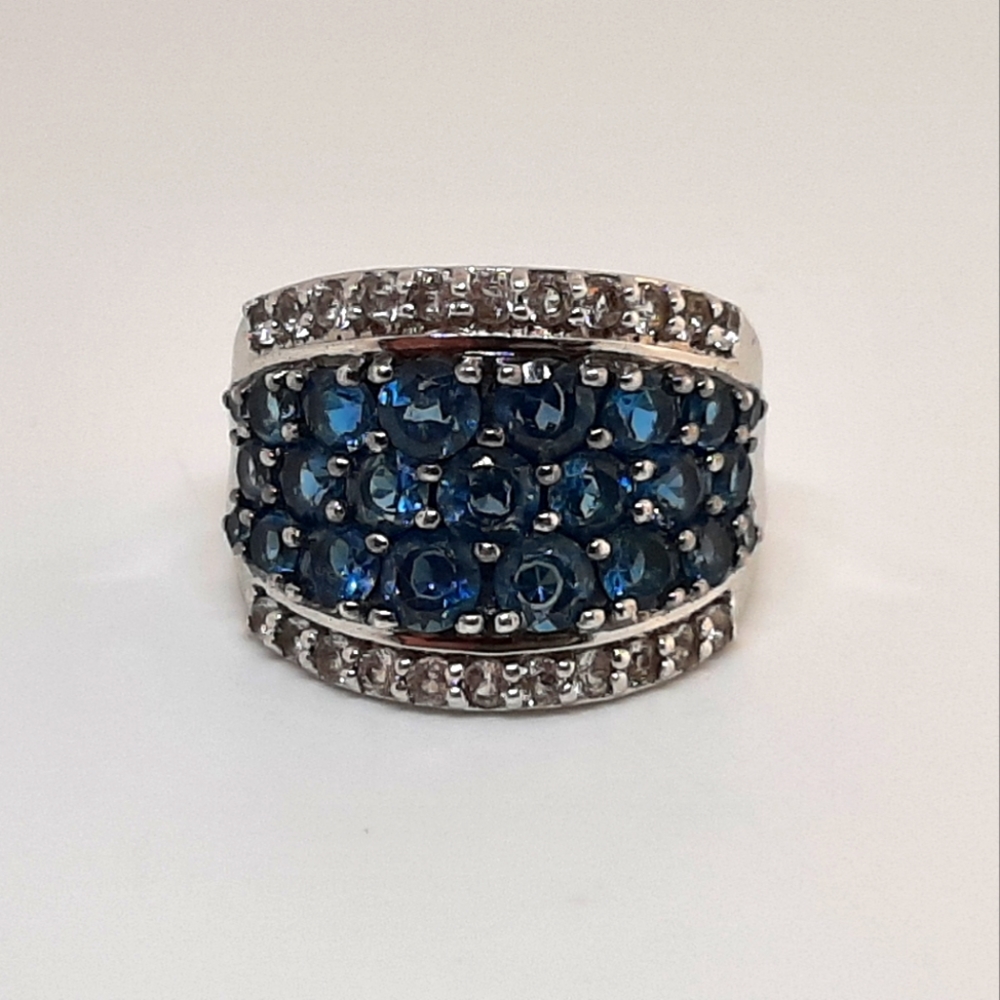 London Blue Topaz & White Zircon Ring